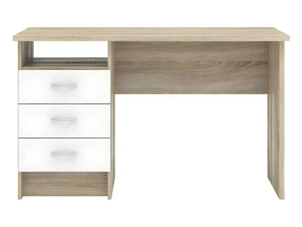 Cheap Fula Bureau 3 Lades Eiken Structuur Decor En Wit. Bureaumeubel