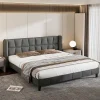 Store Gestoffeerd Bed 160X200Cm In Fluweel Met Lattenbodem - Grijs Fluwelen Bed