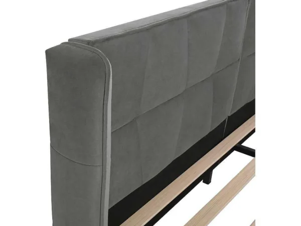 Store Gestoffeerd Bed 160X200Cm In Fluweel Met Lattenbodem - Grijs Fluwelen Bed