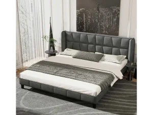 Store Gestoffeerd Bed 160X200Cm In Fluweel Met Lattenbodem - Grijs Fluwelen Bed