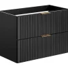 Flash Sale Gestreept Hangend Meubel Onder Wastafel - Zwart - L80 Cm - Zevara Wastafelmeubel