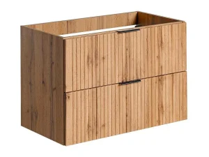 Cheap Gestreept Hangend Meubel Onder Wastafel - Licht Naturel - L80 Cm - Zevara Wastafelmeubel