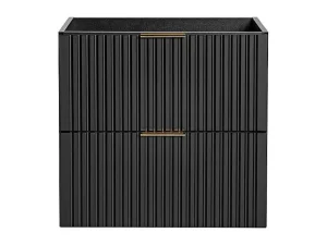 Discount Gestreept Hangend Meubel Onder Wastafel - Zwart - L60 Cm - Zevara Wastafelmeubel