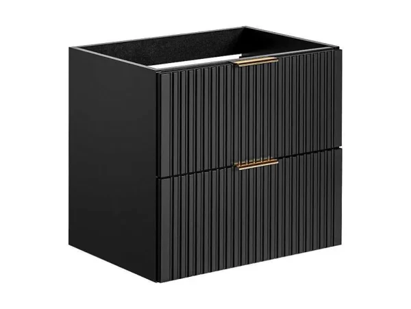 Discount Gestreept Hangend Meubel Onder Wastafel - Zwart - L60 Cm - Zevara Wastafelmeubel