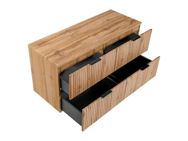 Online Gestreept Hangend Meubel Onder Wastafel Met Plank - Licht Naturel - L120 Cm - Zevara Wastafelmeubel