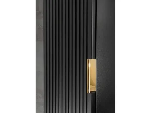 Clearance Gestreepte Hangende Badkamerkolom - Zwart - H140 Cm - Zevara Badkamerkast