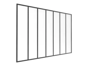 Hot Glasraam Werkplaatsstijl Van Van Aluminium En Gematteerd Glas - 210 X 130 Cm - Zwart - Bayview Glazen Binnenraam