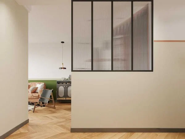 Clearance Glazen Designbinnenraam Van Gepoederlakt Aluminium En Gehard Textuurglas 120 X 105 Cm Zwart Vietra Glazen Binnenraam