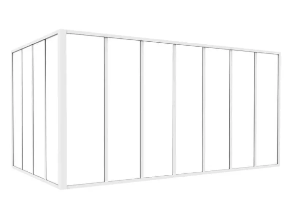 Best Sale Glazen Hoekbinnenraam In Industriele Stijl In Gepoederlakt Aluminium L210 X L120 X H105 Wit Bayview Glazen Binnenraam
