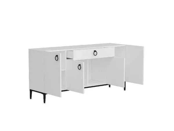 Cheap Gloria Multifunctioneel Kabinet, Wit, Zwart, 160X42X75 Cm, Buffetkast