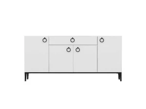 Cheap Gloria Multifunctioneel Kabinet, Wit, Zwart, 160X42X75 Cm, Buffetkast