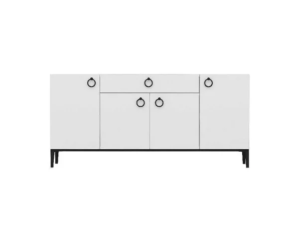 Cheap Gloria Multifunctioneel Kabinet, Wit, Zwart, 160X42X75 Cm, Buffetkast