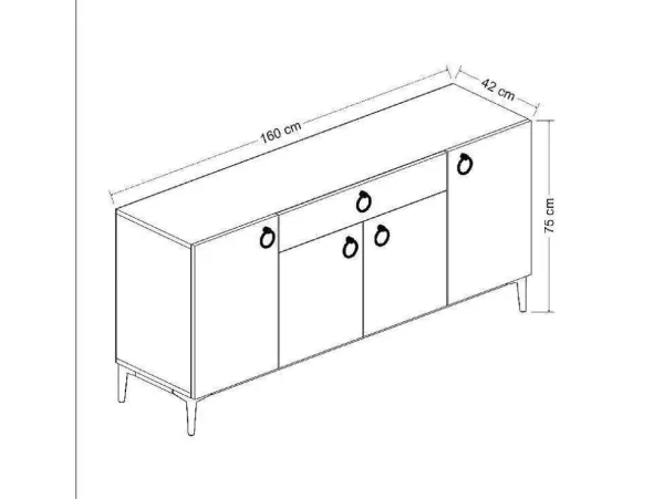 Cheap Gloria Multifunctioneel Kabinet, Wit, Zwart, 160X42X75 Cm, Buffetkast