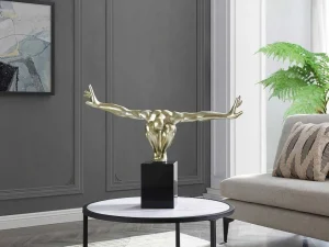 Outlet Groot Beeld Soledad Ii Van Hars - L 73 X H 57 Cm - Goud Standbeeld