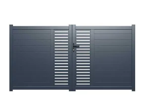 Sale Halfopengewerkte Aluminium Draaipoort Met Motief B350 X H179 Cm Antraciet Orist Ii Hekjes & Poorten
