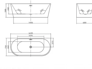 Best Halfvrijstaande Badkuip Divina - 170 X 75 X 58 Cm - 245L- Wit Halfvrijstaand Bad