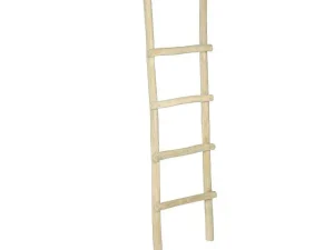 Best Sale Handdoekenrek Ladder Van Massief Teakhout - Naturelkleur - Fodna Accessoires & Spiegels