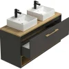Cheap Hangend Badkamermeubel Met Dubbele Wastafel - Antraciet - 120 Cm - Yangra Dubbele Wastafel
