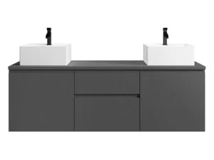 Store Hangend Badkamermeubel Met Dubbele Wastafel - Grijs - 150 Cm - Jimena Ii Dubbele Wastafel
