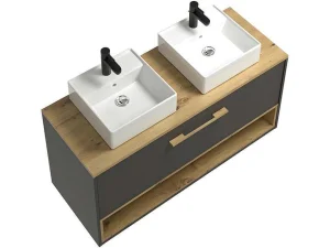Cheap Hangend Badkamermeubel Met Dubbele Wastafel - Antraciet - 120 Cm - Yangra Dubbele Wastafel