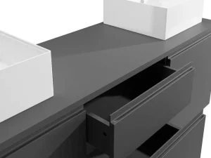 Store Hangend Badkamermeubel Met Dubbele Wastafel - Grijs - 150 Cm - Jimena Ii Dubbele Wastafel