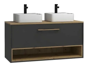 Cheap Hangend Badkamermeubel Met Dubbele Wastafel - Antraciet - 120 Cm - Yangra Dubbele Wastafel