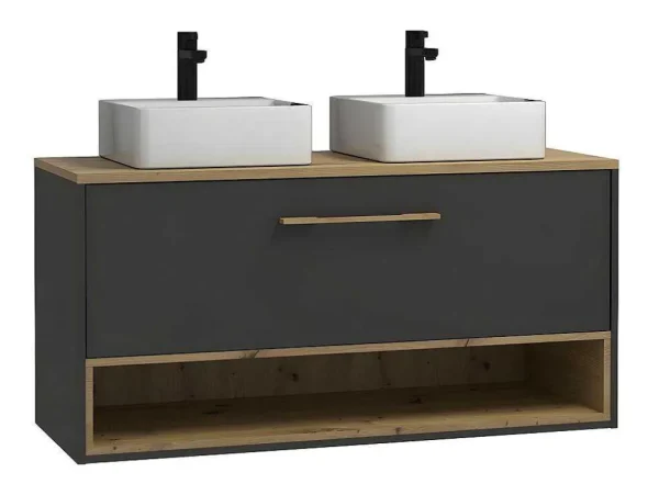 Cheap Hangend Badkamermeubel Met Dubbele Wastafel - Antraciet - 120 Cm - Yangra Dubbele Wastafel