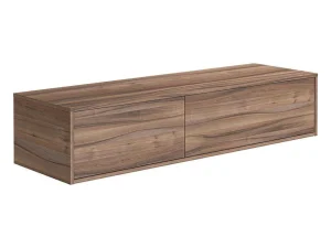 Best Sale Hangend Badmeubel Met Donker Natuurlijke Kleur En Dubbele Wastafel - L150 Cm - Isaure Ii Dubbele Wastafel