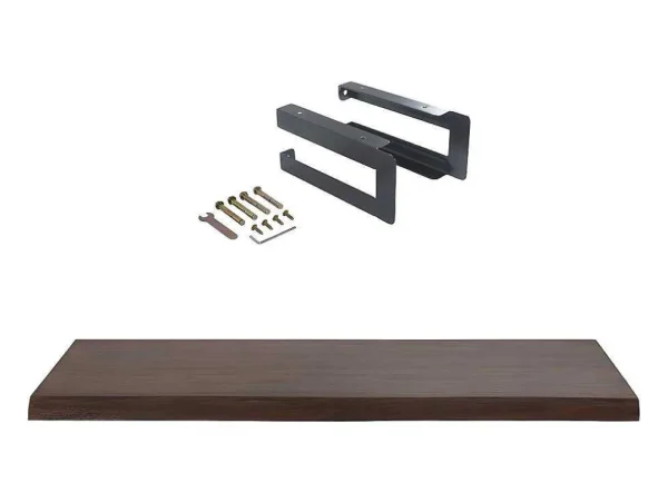 Best Sale Hangend Bureau Van Donker Teakhout Met Zwarte Bevestigingsbeugels - 120 X 50 Cm - Sukawati Muurkast Badkamer
