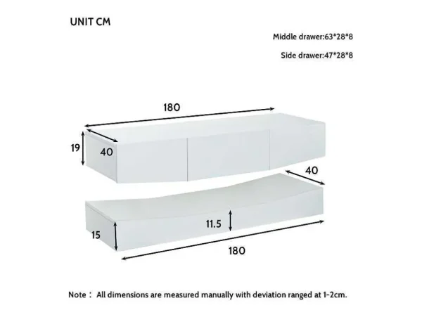 New Hangend Tv-Meubel - Glanzend Gelakt - Led'S - Spaanplaat - Wit Tv-Meubel