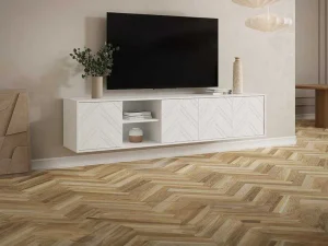 Discount Hangend Tv-Meubel Met 4 Deuren En 2 Nissen Van Mdf - Wit - Redonia Tv-Meubel