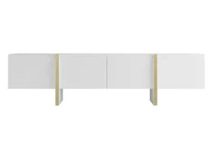 Cheap Hangend Tv-Meubel Met 4 Deuren Van Mdf - Wit En Goud - Luvonia Tv-Meubel