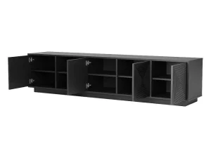 Shop Hangend Tv-Meubel Met 4 Deuren En 2 Nissen Van Mdf - Zwart - Mezulia Tv-Meubel