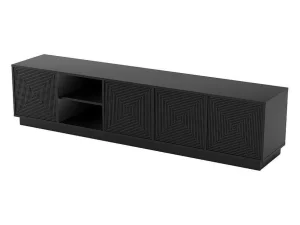 Shop Hangend Tv-Meubel Met 4 Deuren En 2 Nissen Van Mdf - Zwart - Mezulia Tv-Meubel