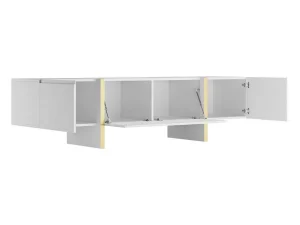 Cheap Hangend Tv-Meubel Met 4 Deuren Van Mdf - Wit En Goud - Luvonia Tv-Meubel