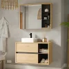 Sale Hangend Wastafelmeubel - Naturel Kleur - 100 Cm - Purnal Wastafelmeubel