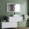 Best Hangende Badkamerkast In Wit Met Enkele Wastafel En Twee Lades - 94 Cm - Teana Ii Badkamermeubel Met Enkele Wastafel