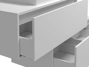 Best Hangende Badkamerkast In Wit Met Enkele Wastafel En Twee Lades - 94 Cm - Teana Ii Badkamermeubel Met Enkele Wastafel
