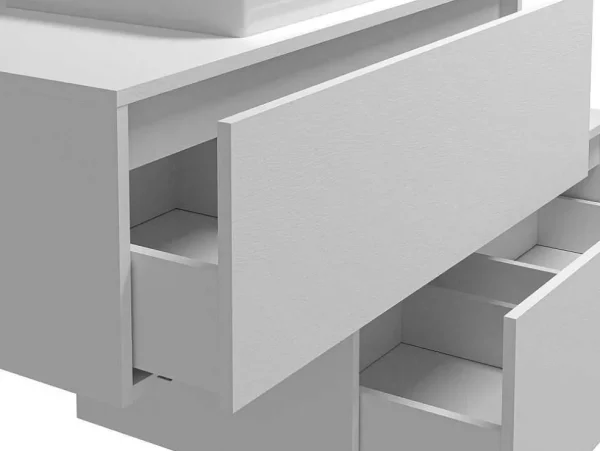 Best Hangende Badkamerkast In Wit Met Enkele Wastafel En Twee Lades - 94 Cm - Teana Ii Badkamermeubel Met Enkele Wastafel