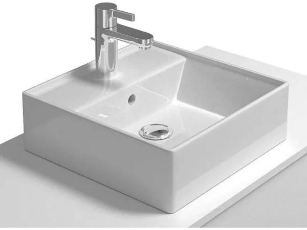 Best Hangende Badkamerkast In Wit Met Enkele Wastafel En Twee Lades - 94 Cm - Teana Ii Badkamermeubel Met Enkele Wastafel