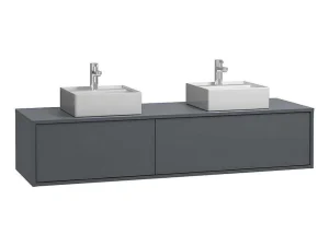 Store Hangende Badkamermeubel In Antracietgrijze Kleur Met Dubbele Wastafel - L150 Cm - Isaure Ii Dubbele Wastafel