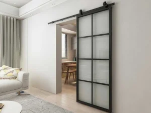 Cheap Hangende Schuifdeur H205 X L83 Cm Van Aluminium En Transparant Gehard Glas Wilden Schuifdeur