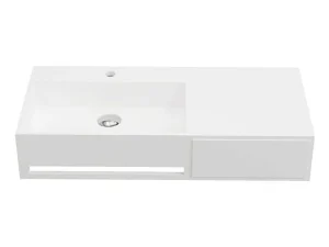 Fashion Hangende Wastafel Met Handdoekhouder - Wit - L90 X B40 X H17 Cm - Gandaki Muurkast Badkamer
