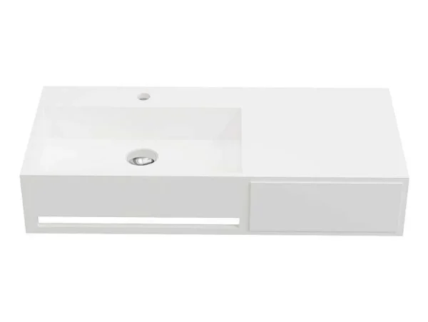 Fashion Hangende Wastafel Met Handdoekhouder - Wit - L90 X B40 X H17 Cm - Gandaki Muurkast Badkamer