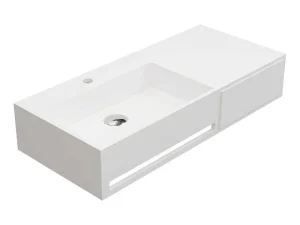 Fashion Hangende Wastafel Met Handdoekhouder - Wit - L90 X B40 X H17 Cm - Gandaki Muurkast Badkamer
