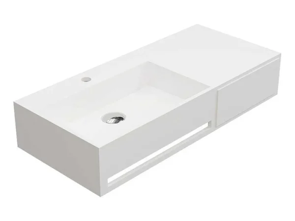 Fashion Hangende Wastafel Met Handdoekhouder - Wit - L90 X B40 X H17 Cm - Gandaki Muurkast Badkamer
