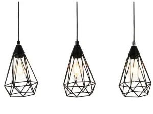 Clearance Hanglamp Met 3 Peertjes Scandinavische Stijl Euripide - Metaal - 68 X 16,5 X 132 Cm - Zwart Hanglamp