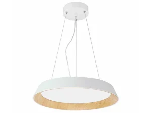Clearance Hanglamp Met Ledverlichting Van Metaal En Aluminium - D45 Cm - Wit En Naturel - Derry Hanglamp