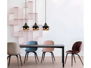 Best Sale Hanglamp Met Verstelbare Hoogte Yildo - 3 Kappen - L67 X H25/111 Cm - Zwart En Koperkleurig Hanglamp