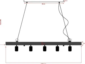 Best Sale Hanglamp Van Hout Julbo Met 5 Lampen In Industriele Stijl - Hout En Metaal - H17,5 X L100 Cm - Naturel En Zwart Hanglamp